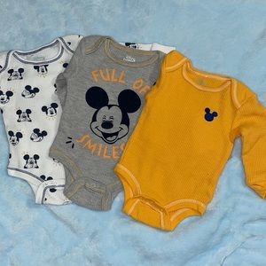 3pc Mikey Mouse thermal long sleeve bodysuits